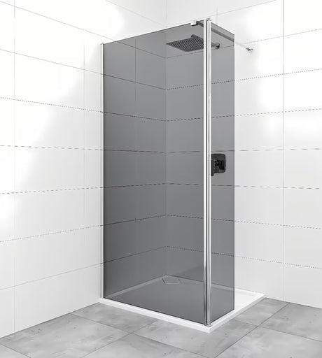 SAT Walk-in sprchová zástěna Walk-In 120 cm v lesklém chromu s neprůhledným sklem s kouřovým efektem