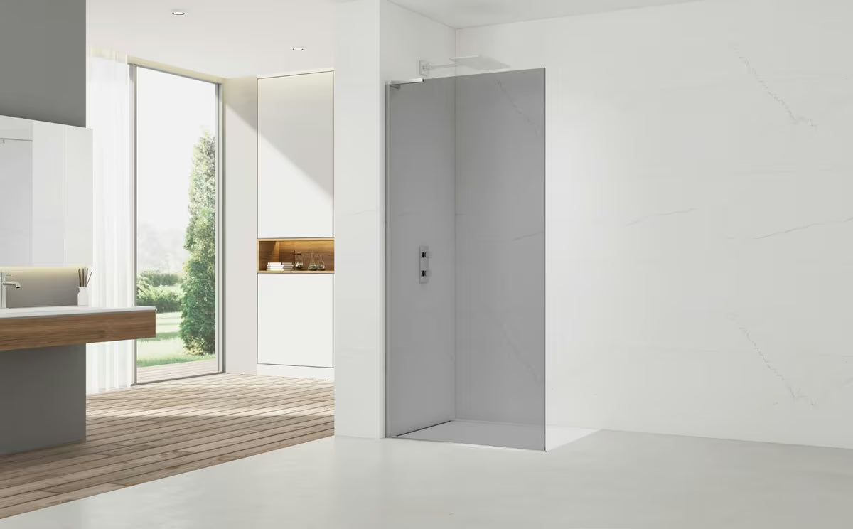SAT Walk-in sprchová zástěna Walk-In 120 cm v chromu se sklem s kouřovým efektem a úpravou EasyClean