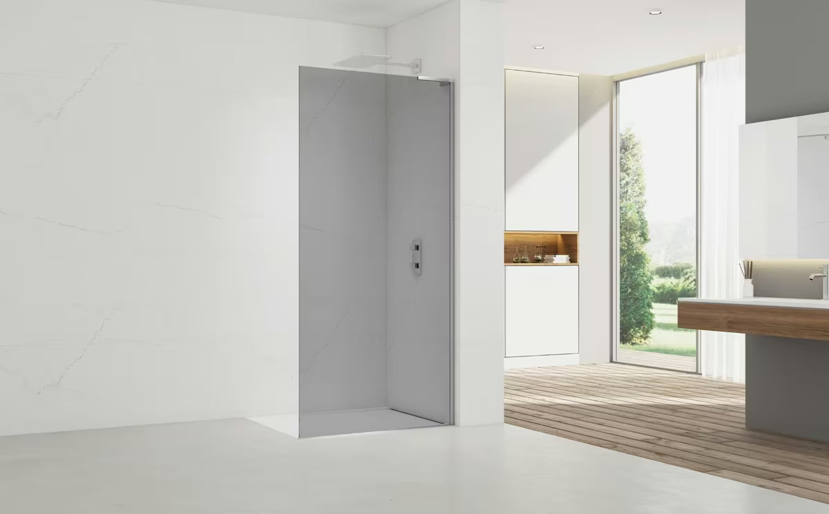 Dušo sienelė SAT Walk-in 120 cm su chromo profiliu ir nepermatomu dūminio efekto stiklu