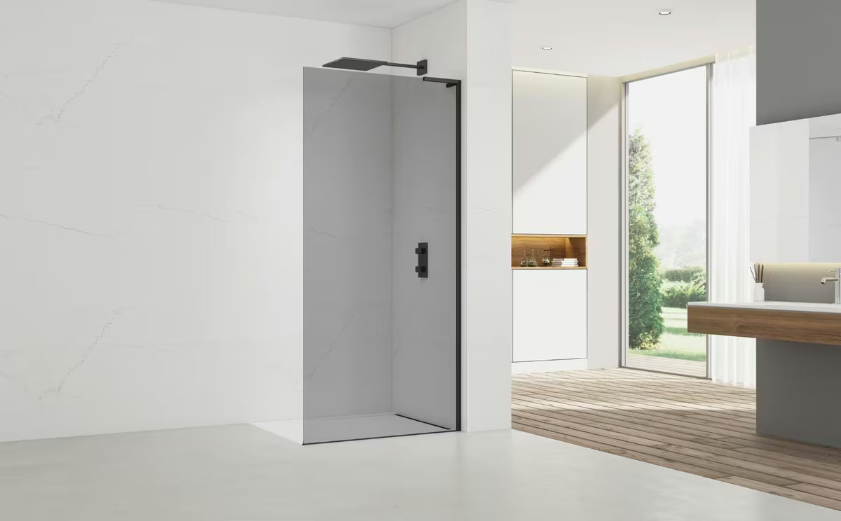 SAT Walk-In sprchová zástěna Walk-In 120 cm v černém provedení s kouřovým neprůhledným sklem
