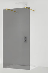 Walk-in sprchová zástěna SAT Walk-in 120 cm s transparentním sklem a zlatými lesklými rameny