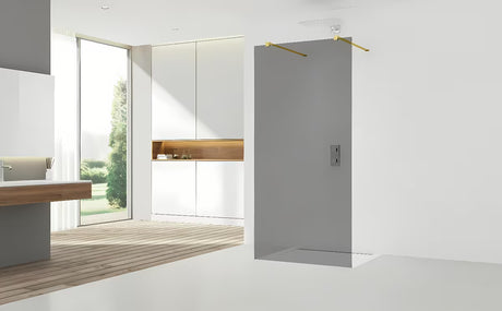 Walk-in sprchová zástěna SAT Walk-in 120 cm s transparentním sklem a zlatými lesklými rameny