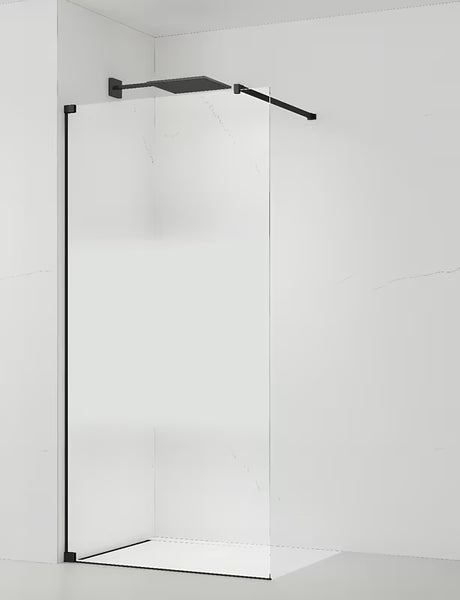 Černá walk-in sprchová zástěna SAT Walk-in z čirého 8mm skla s intimním pruhem a úpravou EasyClean.