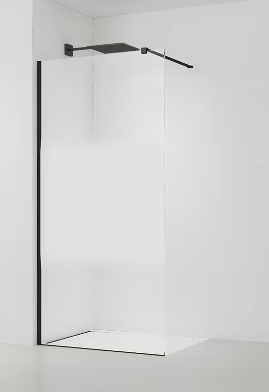 Černá walk-in sprchová zástěna SAT Walk-in 120 cm s čirým sklem a intimním pásem