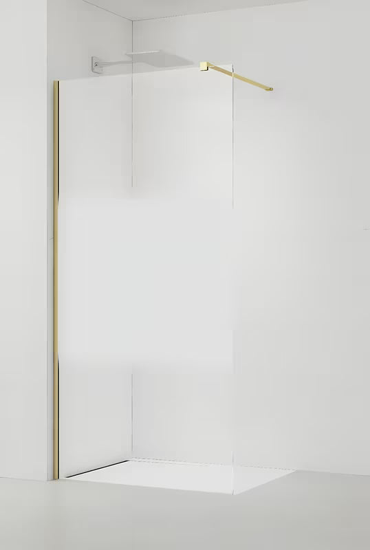Walk-in sprchová zástěna SAT Walk-in 120 cm z čirého skla s intimním pásem a zlatým broušeným profilem