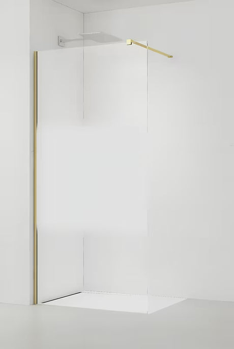 Walk-in sprchová zástěna SAT Walk-in 120 cm z čirého skla s intimním pásem a zlatým broušeným profilem