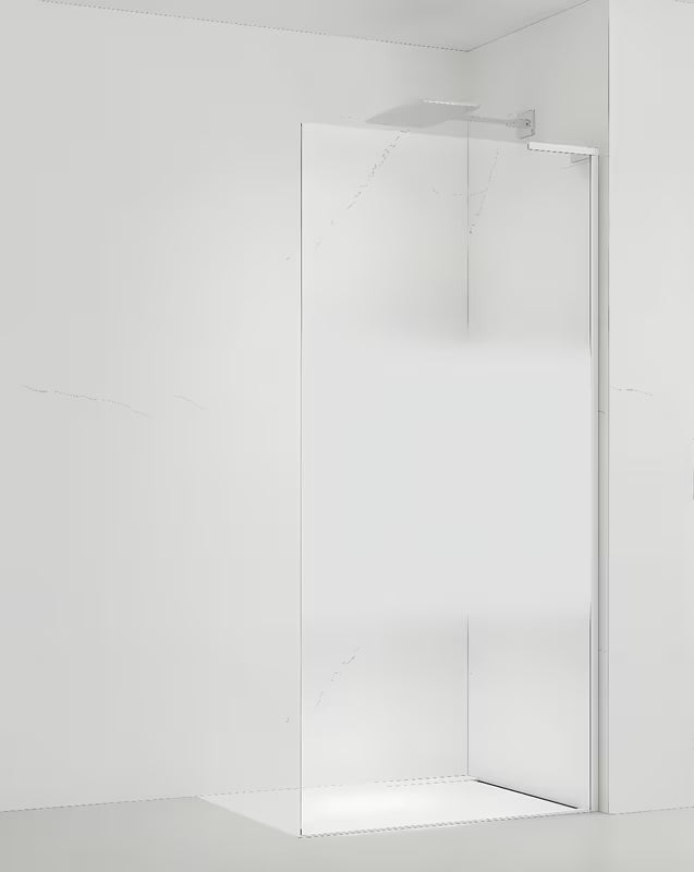 Bílá walk-in sprchová zástěna SAT Walk-in 120 cm s čirým sklem a intimním pásem