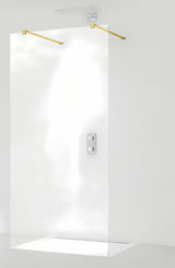 SAT Walk-in sprchová zástěna Walk-In 120 cm z čirého skla se zlatým zavětrováním a úpravou EasyClean.