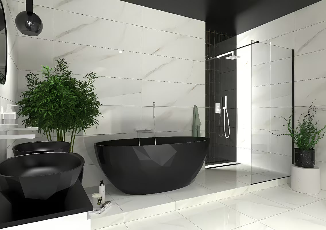 SAT Walk-in sprchová zástěna Walk-In 130 cm v černé barvě s čirým bezpečnostním sklem