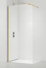 Walk-in sprchová zástěna SAT Walk-in 130 cm s čirým sklem a zlatým lesklým profilem