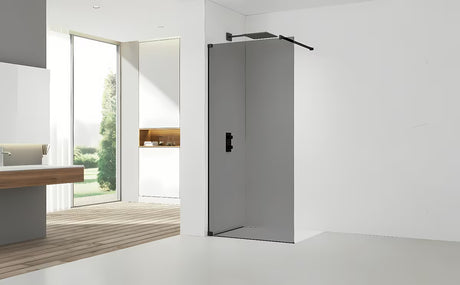 SAT Walk-in sprchová zástěna Walk-In 140 cm v černé barvě s neprůhledným sklem s kouřovým efektem