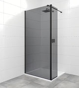 SAT Walk-in tuš stijena Walk-In 140 cm u crnoj izvedbi s neprozirnim dimljenim staklom