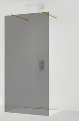 SAT Walk-in sprchová zástěna Walk-In 140 cm v bezrámovém provedení se zlatými upevňovacími rameny