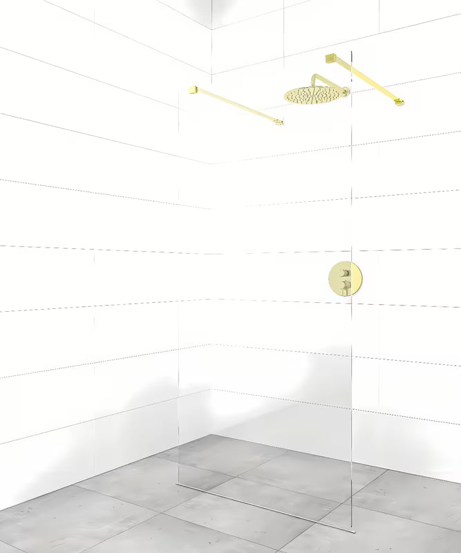 SAT Walk-in sprchová zástěna Walk-In 140 cm v bezrámovém provedení se zlatými upevňovacími rameny