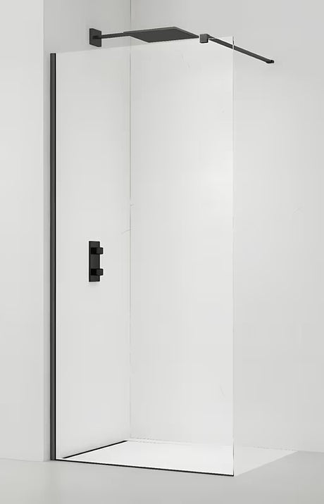 Walk-in sprchová zástěna SAT Walk-in 150 cm s čirým sklem a černými profily