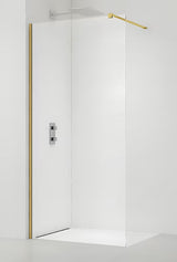 Walk-in sprchová zástěna SAT Walk-in 150 cm se zlatými profily a čirým bezpečnostním sklem