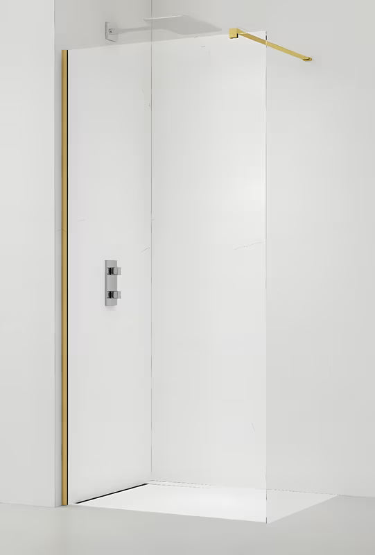 Walk-in sprchová zástěna SAT Walk-in 150 cm se zlatými profily a čirým bezpečnostním sklem