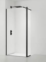 Črna walk-in tuš stena SAT Walk-in 60 cm s prozornim steklom in površinsko obdelavo EasyClean.