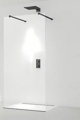 Černá sprchová zástěna Walk-In SAT 60x200 cm s čirým sklem a zavětrováním