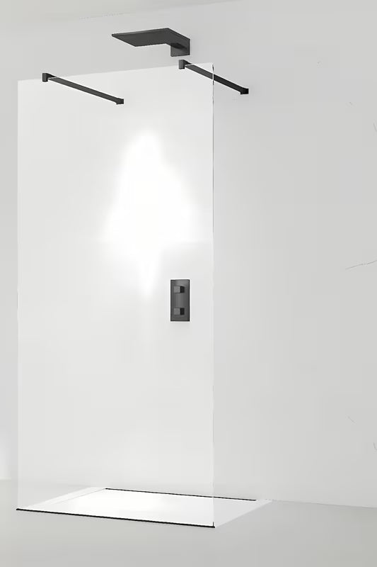 Černá sprchová zástěna Walk-In SAT 60x200 cm s čirým sklem a zavětrováním