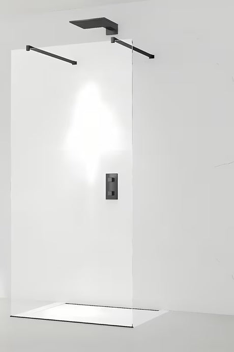Černá sprchová zástěna Walk-In SAT 60x200 cm s čirým sklem a zavětrováním