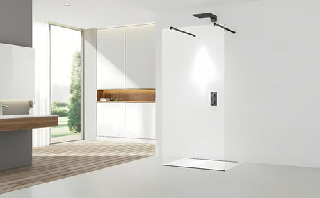 Černá sprchová zástěna Walk-In SAT 60x200 cm s čirým sklem a zavětrováním