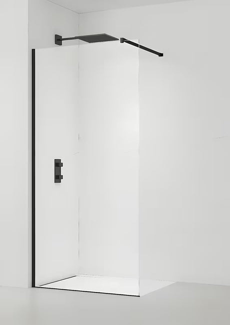 Walk-in sprchová zástěna SAT Walk-in 70 cm s čirým sklem a matně černými profily