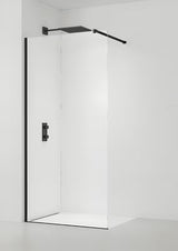 Walk-in sprchová zástěna SAT Walk-in 70 cm s čirým sklem a matně černými profily