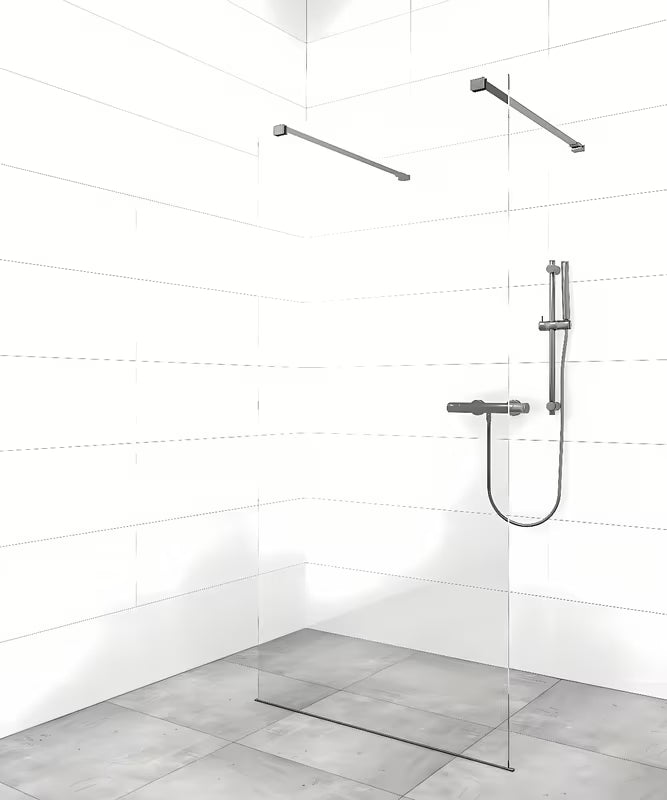 Sprchová zástěna SAT Walk-In 70 cm v černé barvě s čirým sklem bez dekoru a úpravou EasyClean.
