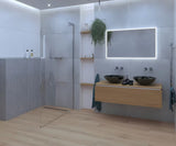 Walk-in tuš stena SAT Walk-in 70 cm v krom izvedbi s prozornim steklom in brezokvirno izvedbo.