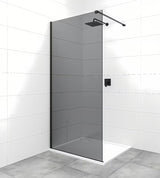 Tuš stijena Walk-In SAT 80 cm s crnim profilima i neprozirnim staklom sa zadimljenim efektom