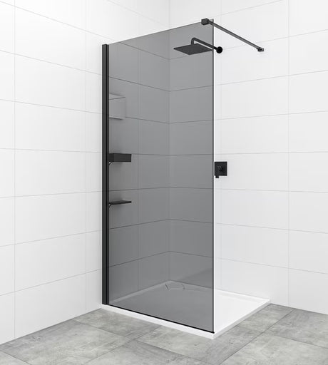 SAT Walk-in sprchová zástěna Walk-In 80 cm v černé barvě s neprůhledným kouřovým sklem