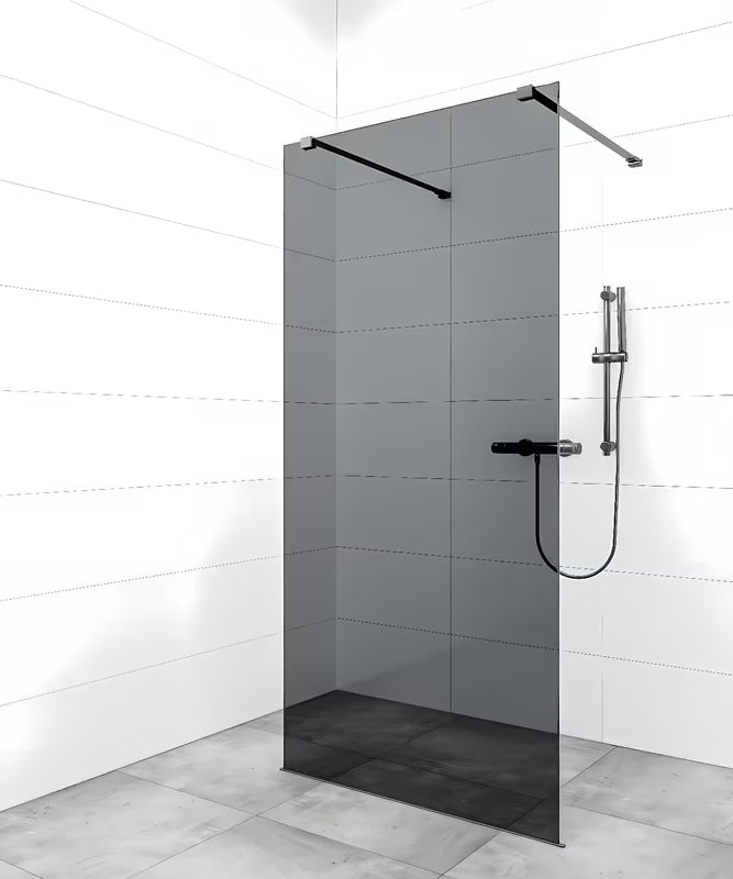 SAT Walk-in sprchová zástěna Walk-In 80 cm v černém provedení s bezrámovým designem a sklem 8 mm.