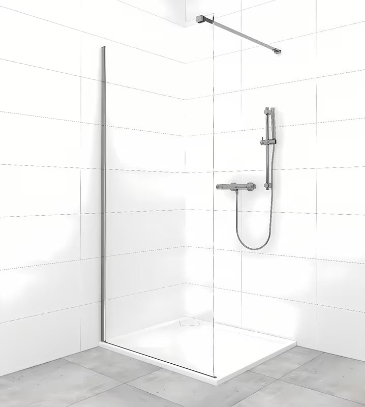 SAT Walk-in sprchová zástěna Walk-In 80 cm v černém provedení s čirým sklem a PVD Gun metal zavětrováním.