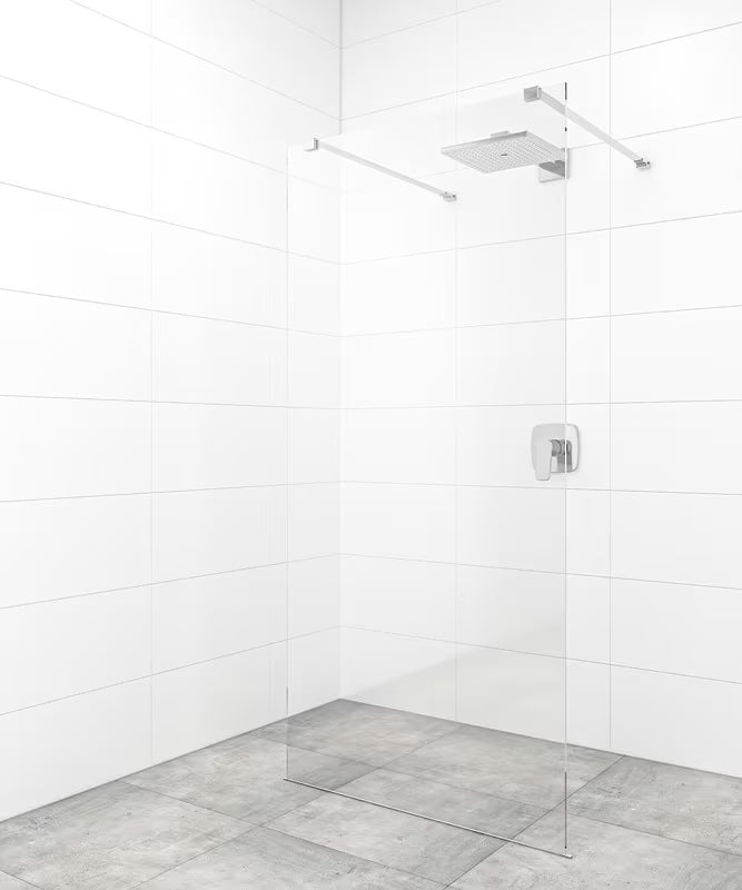 Walk-in sprchová zástěna SAT Walk-in 80 cm z čirého bezpečnostního skla s chromovým zavětrováním