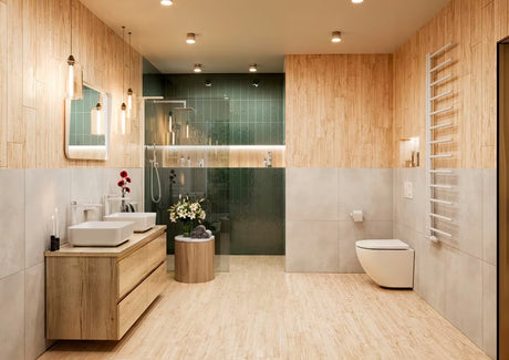 Bílá walk-in sprchová zástěna SAT Walk-in s čirým bezpečnostním sklem a bezrámovým provedením.