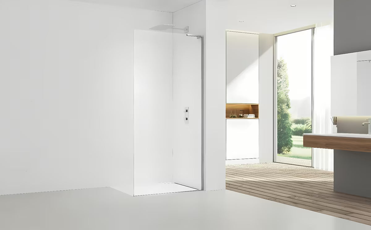 SAT Walk-in ścianka prysznicowa Walk‑in- 80 cm w kolorze chrom z przezroczystym szkłem bezpiecznym i powłoką EasyClean.