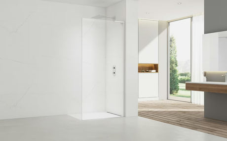 Bílá walk-in sprchová zástěna SAT Walk-in 80 cm s čirým bezpečnostním sklem a úpravou EasyClean