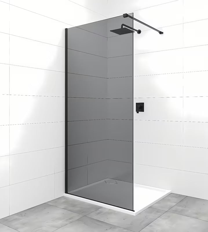 SAT Walk-in sprchová zástěna Walk-In 90 cm v černé barvě s neprůhledným kouřovým sklem