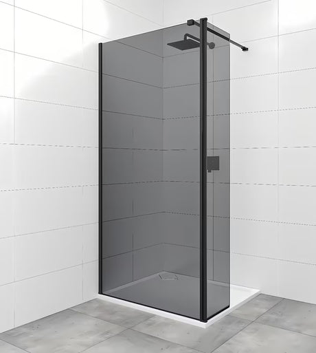 SAT Walk-in sprchová zástěna Walk-In 90 cm s černým profilem a kouřovým neprůhledným sklem
