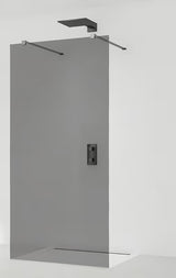 SAT Walk-in walk in Dušo-Sienelė 90 cm juodos spalvos, su berėmiu stiklu