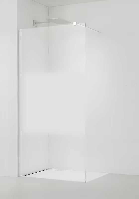 Bílá walk-in sprchová zástěna SAT Walk-in 90 cm s čirým sklem a intimním pásem
