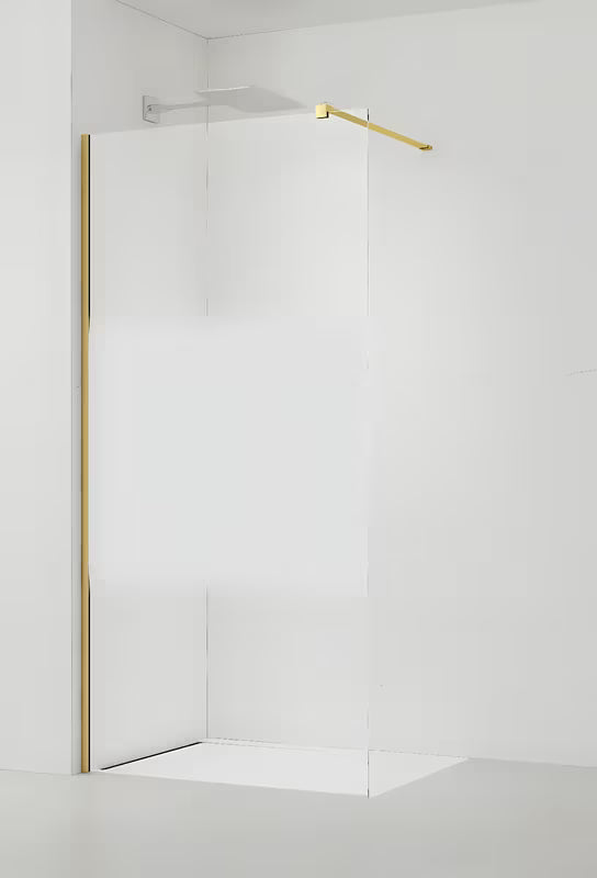 Walk-in sprchová zástěna SAT Walk-in 90 cm ve zlaté lesklé barvě s čirým sklem a intimním pásem