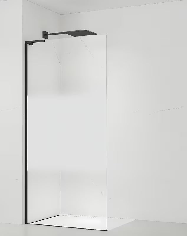 Černá walk-in sprchová zástěna SAT Walk-in 90 cm s čirým sklem a intimním pásem