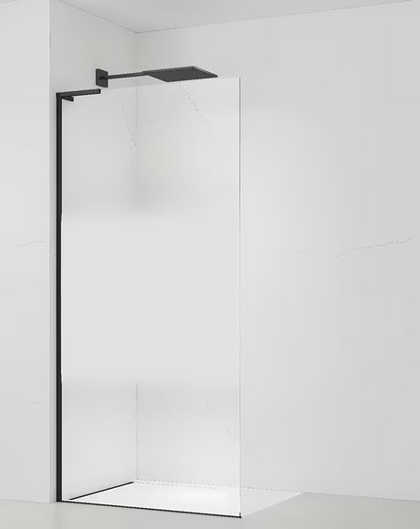 Černá walk-in sprchová zástěna SAT Walk-in 90 cm s čirým sklem a intimním pásem