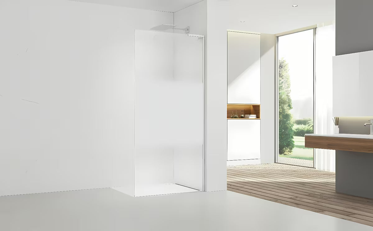 Bílá walk-in sprchová zástěna SAT Walk-in 90 cm s čirým sklem a intimním pásem