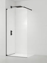 Černá walk-in sprchová zástěna 90 cm z čirého bezpečnostního skla s bezrámovým provedením