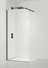 Černá walk-in sprchová zástěna SAT Walk-in 90 cm s čirým bezpečnostním sklem