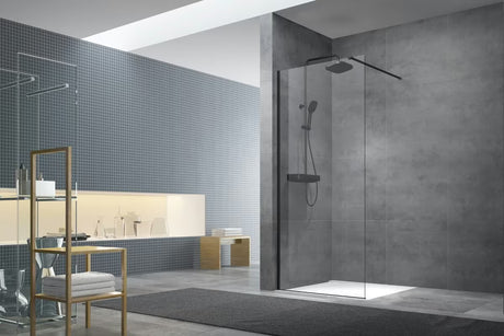 Černá walk-in sprchová zástěna SAT Walk-in 90 cm s čirým bezpečnostním sklem
