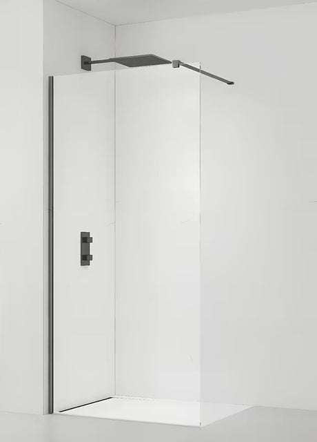 Walk-in sprchová zástěna SAT Walk-in s čirým sklem a PVD Gun metal profily
